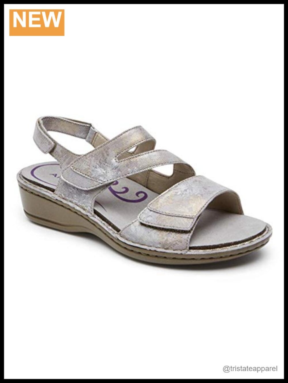 Aravon Women's Metallic Leather Slingback Heeled Sandals